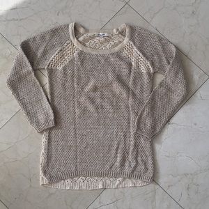 Pink Rose Beige Knit Embroidered Sweater